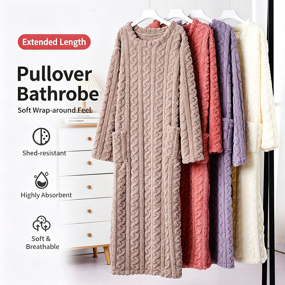 Winter Coral Velvet Nightgown, - Bathrobe ulasan dan harga