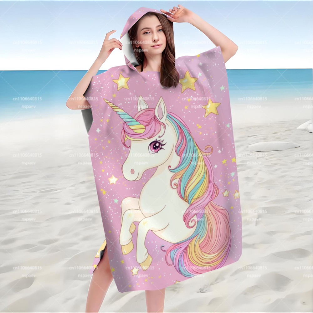 Cute Pink Unicorn Star Hooded  - Spa Towel ulasan dan harga