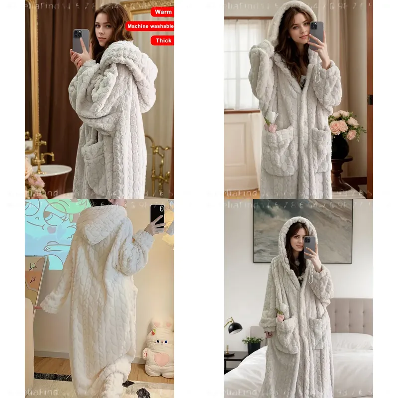 Women's Flannel Robe Autumn Wi - Bathrobe ulasan dan harga