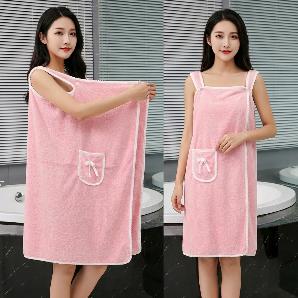 Coral Fleece Bath Skirt Soft T - Spa Towel ulasan dan harga